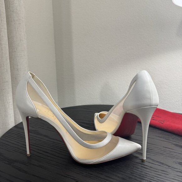 Christian Louboutin Galativi 100 Mesh Leather White 39.5 - Picture 5 of 9